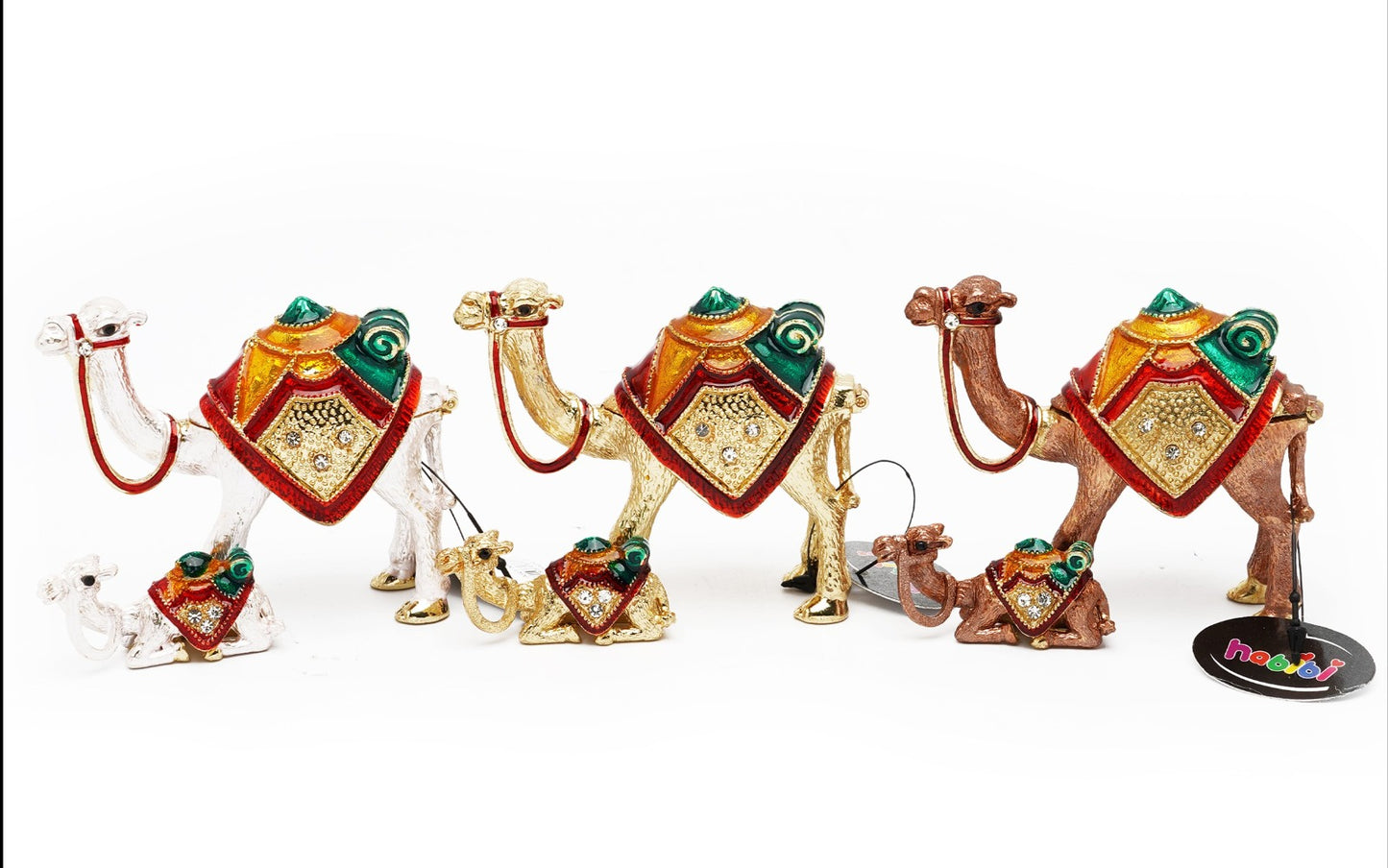 Camel Figurine Trinket Boxes Ornament Crystals Hand-painted Patterns Jewelry Trinket Box Hinged Collectible Ring Display Holders