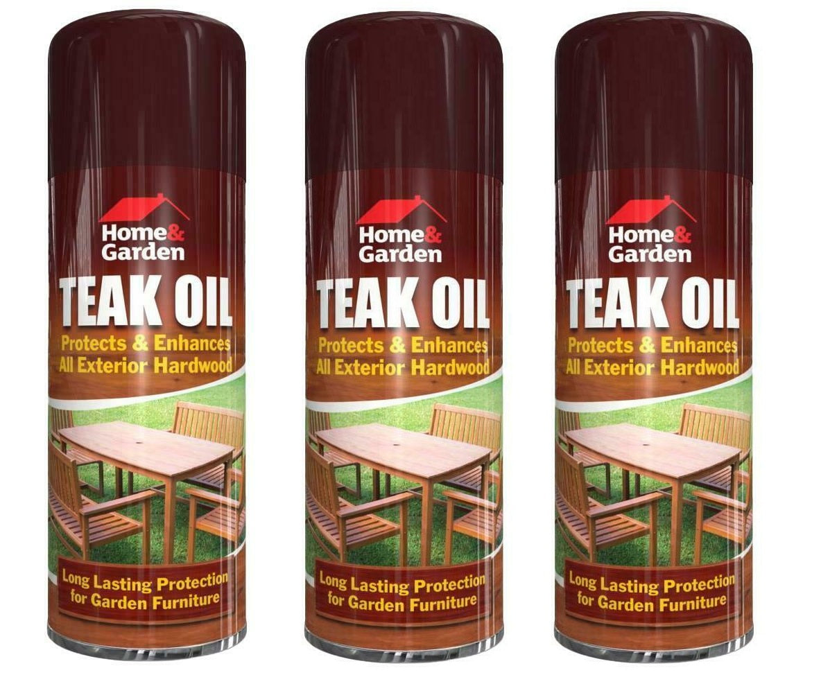 New Teak Oil Spray 400ml Home & Garden Furniture Hardwood Decking Protection Care UK