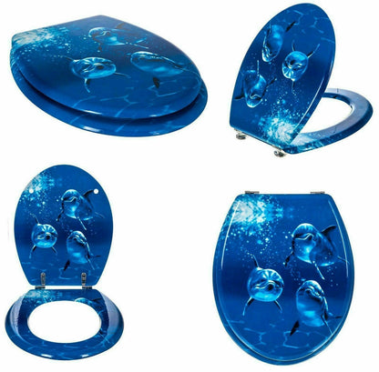 MDF Soft Slow Close Toilet Seat Novelty Design Stainless Steel Hinges Loo Seats