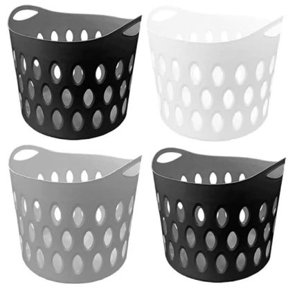 New 30L Plastic Laundry Basket Home Clothe Washing Large Flexible Hamper Bin Storage
