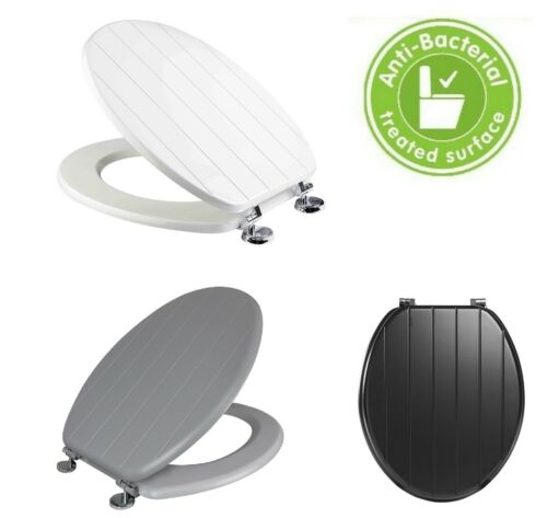 18" MDF WHITE GREY BLACK TOILET SEAT BATHROOM WC + FITTING EASY CLEAN HEAVY DUTY